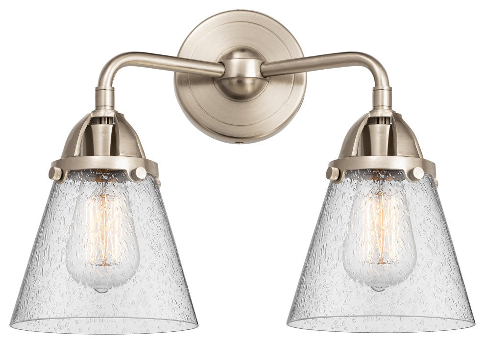 Small Cone Bath Vanity Light, Brushed Satin Nickel, Seedy, Seedy