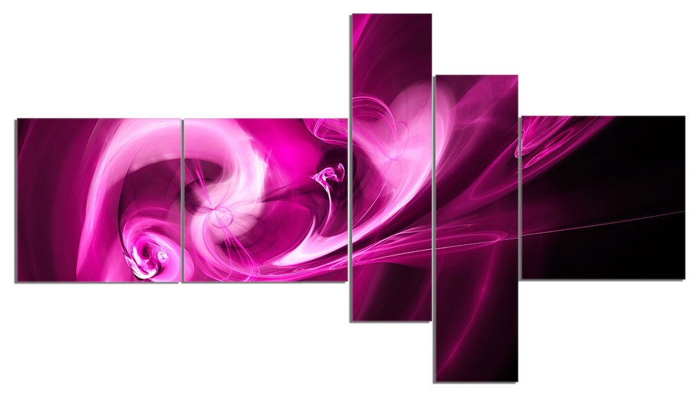 Colored Smoke Spiral Purple, Abstract Canvas art print, 60"x32", 5 panels