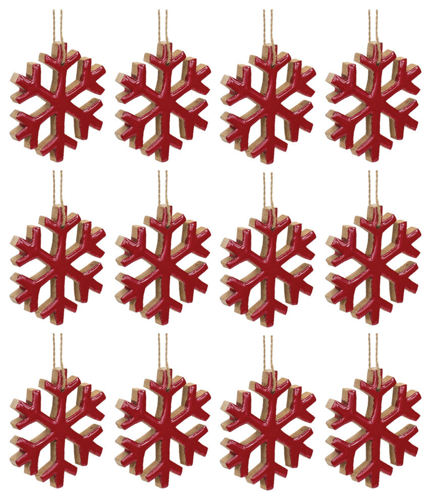 Wood Snowflake Ornament, Set of 12