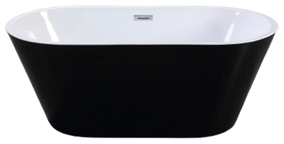 Acrylic Freestanding Soaking Bathtub, Black and White, 67"
