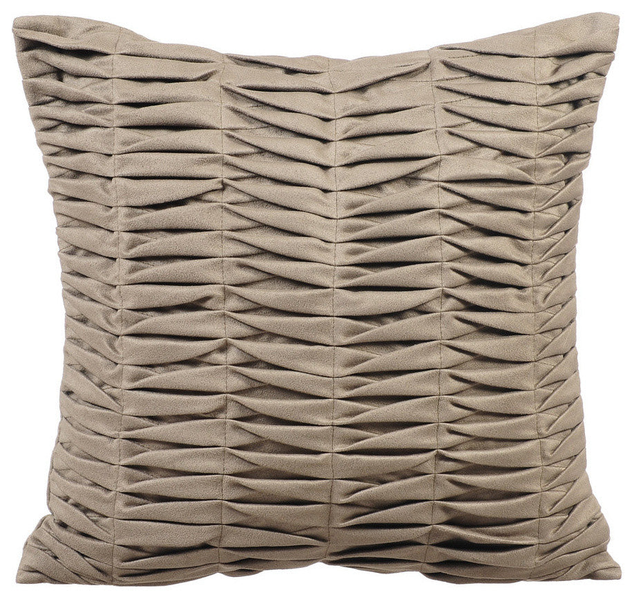 Gray Decorative Euro shams 26"x26" Suede Fabric, Stone Gray Wind Folds