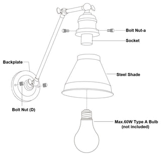 Vaxcel Lighting W0399 Alexis 13" Tall Adjustable Reading Light - Satin Nickel /