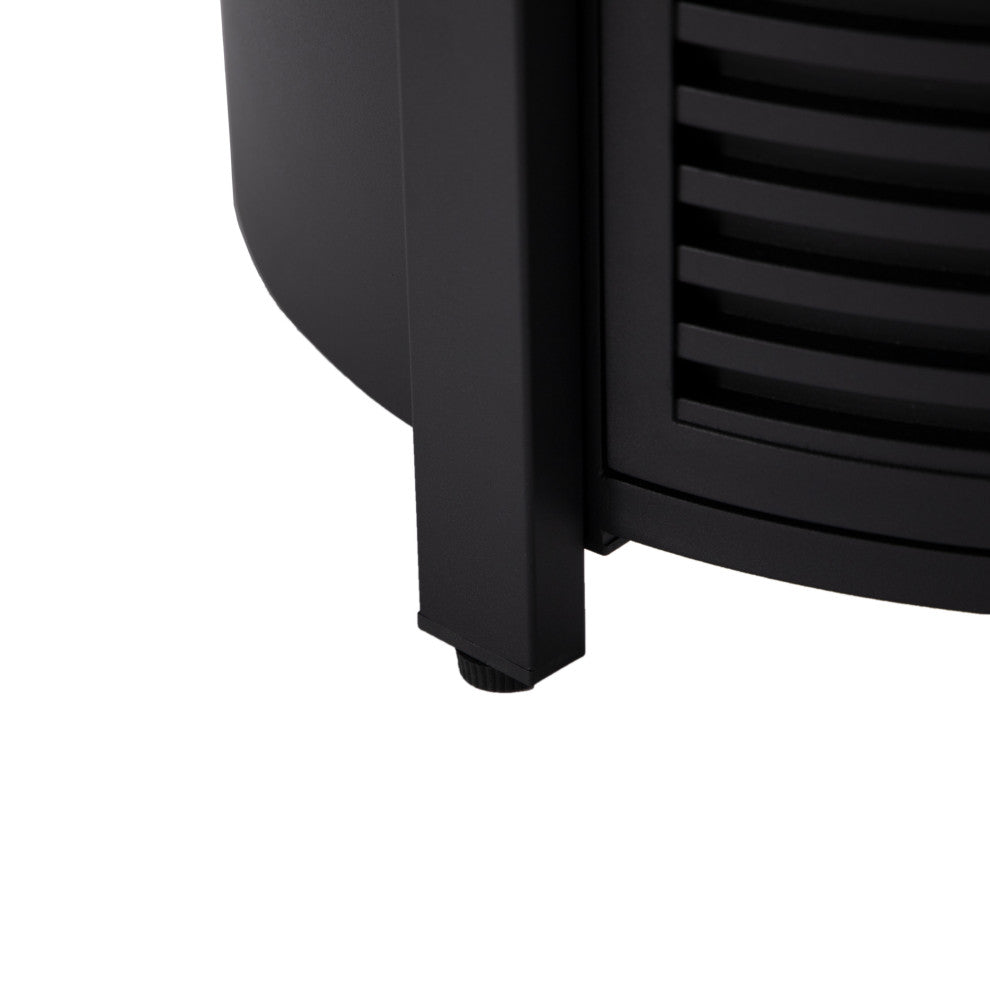 LeisureMod Walbrooke Patio Round Tank Holder With Slats Design, Black