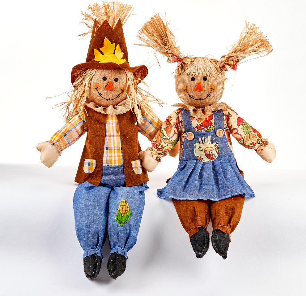 28" Sitting Scarecrow, Set Of 2