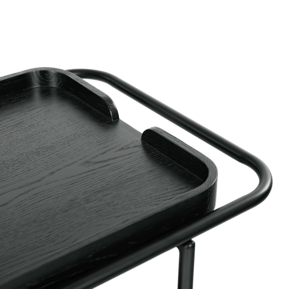 Safavieh Couture Malek Wood 2 Shelf Bar Cart, Black