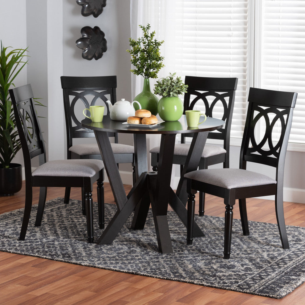 Nala 5-Piece Dining Set, Gray/Dark Brown