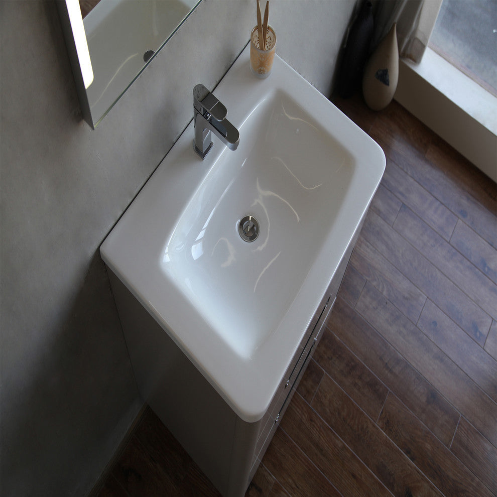 Marbella 26 in. Vanity in Fossil Gray and White Integrated Acrylic Countertop