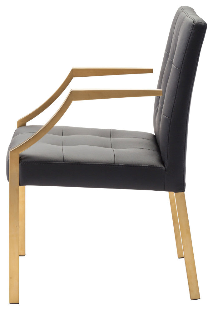 Alexia Dining Chair Brushed Gold, Black