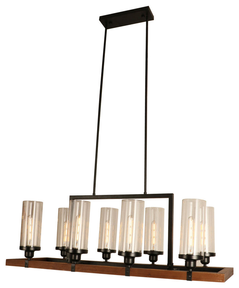 WAREHOUSE OF TIFFANY'S WRA007 Baneli 14 in. 8-Light Indoor Black Finish