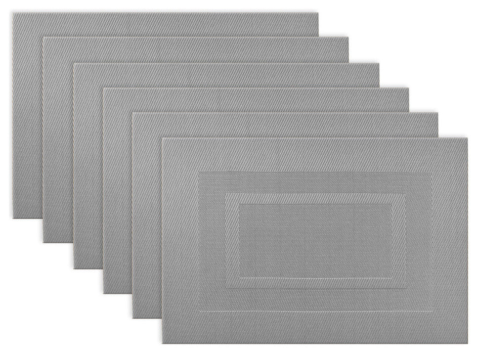 DII Silver PVC Doubleframe Placemat, Set of 6