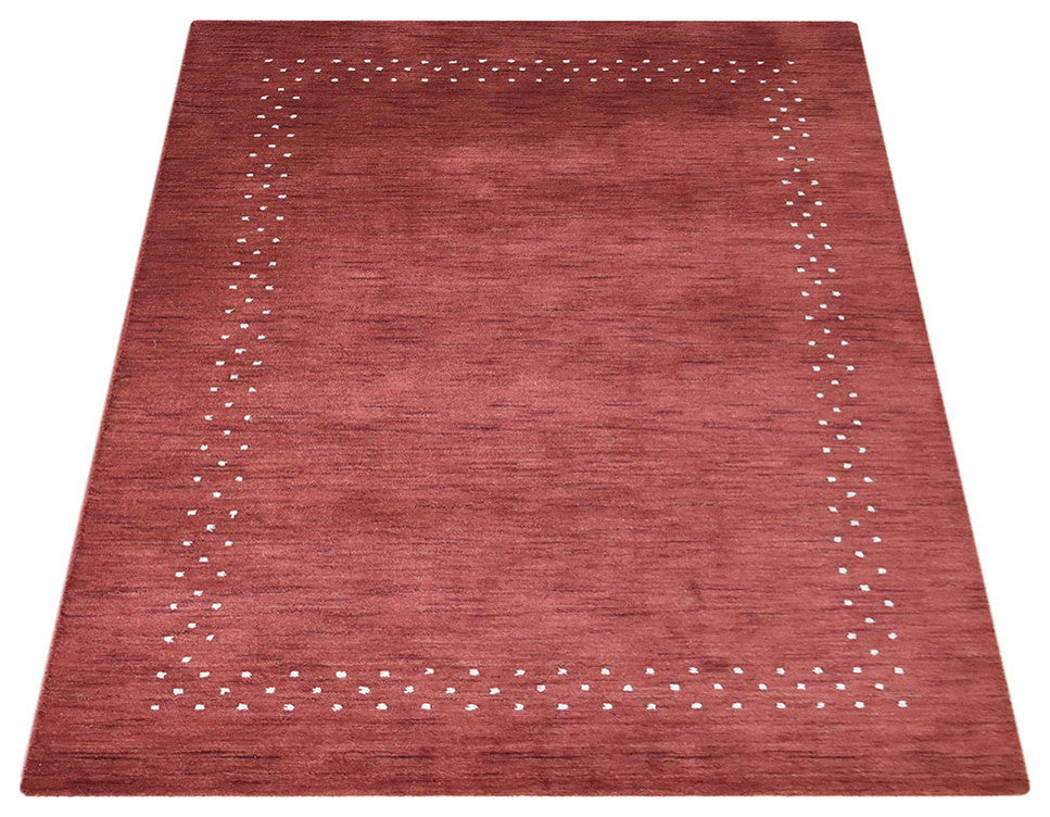HAND KNOTTED LOOM WOOL ECO-FRIENDLY AREA RUGS - Rectangle, Red, Contemporary