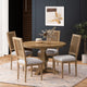 Merlene French Country Upholstered Wood and Cane 5-Piece Circular Dining Set, Natural/Light Gray