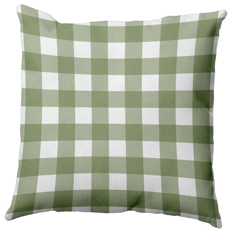 Gingham Plaid Indoor/Outdoor Throw Pillow, Scallion, 20"x20"