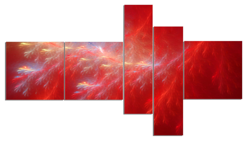 Mystic Red Thunder Sky, Abstract Canvas Art Print, 60"x32", 5 panels