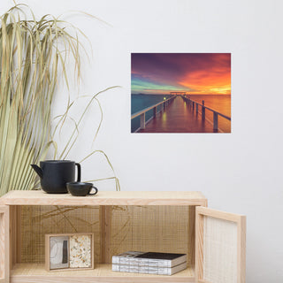 Surreal Wooden Pier At Sunset Intrigued Landscape Photo Loose Wall Art Print, 16" X 20"