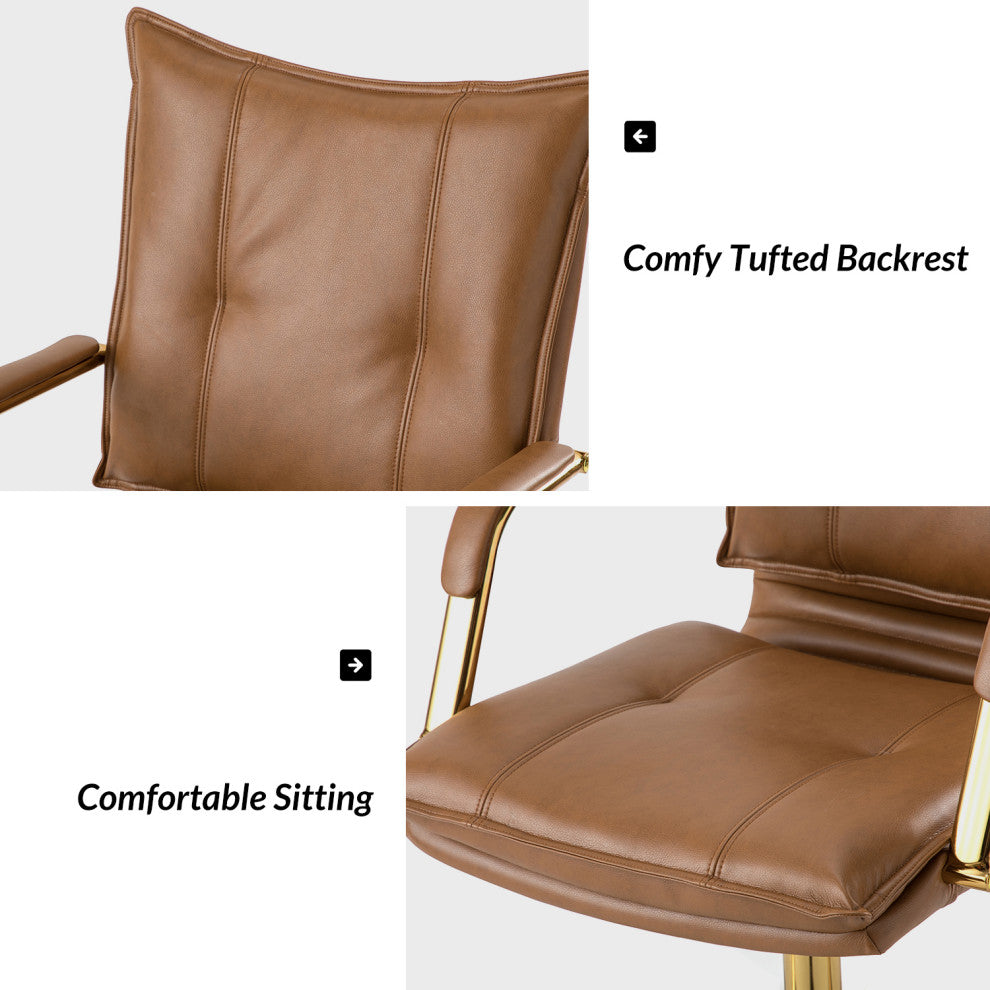 Modern Task Chair Office Swivel Chair with Tufed Back, Camel