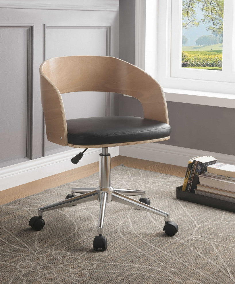 HomeRoots Mod Rolling Black Faux Leather Office Desk Chair