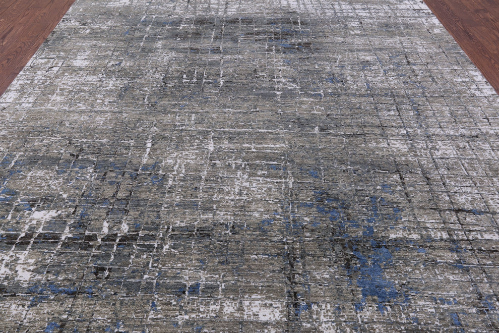 Abstract Handmade Wool and Silk Rug 8' 11" X 12' 1" Q8546
