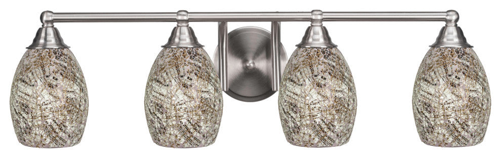 Paramount 4-Light Bath Bar, Brushed Nickel, 5" Natural Fusion Glass