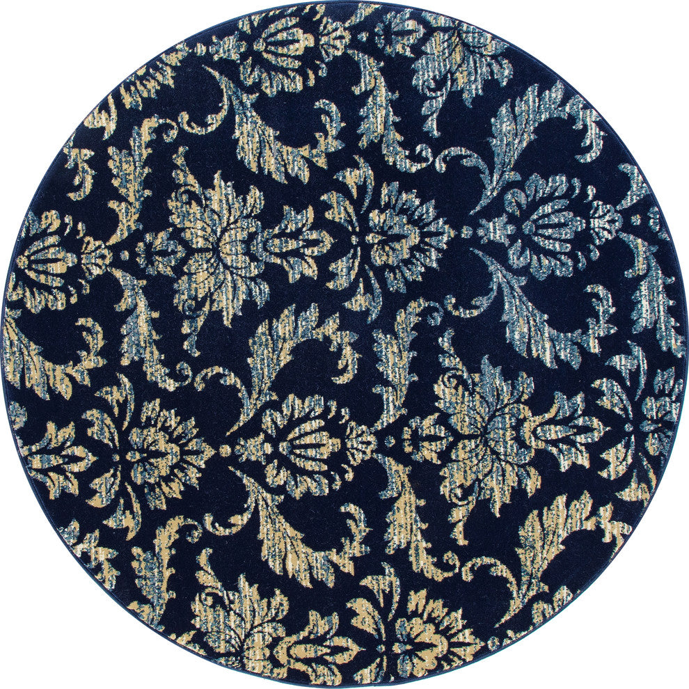 Bastille Victorian Navy 7'10" Round Area Rug