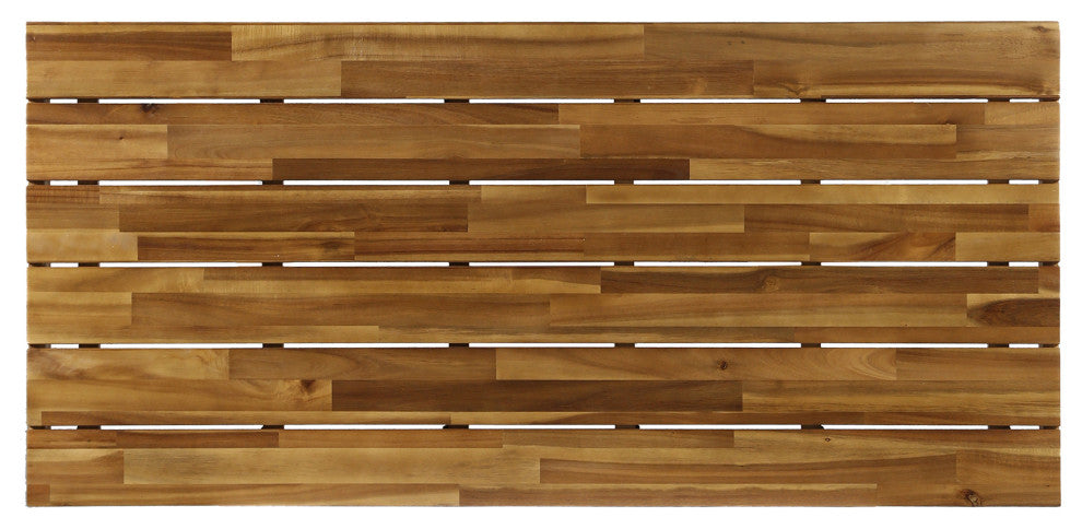 GDF Studio Nora Outdoor Acacia Wood Chat Set, Teak Finish/Dark Gray
