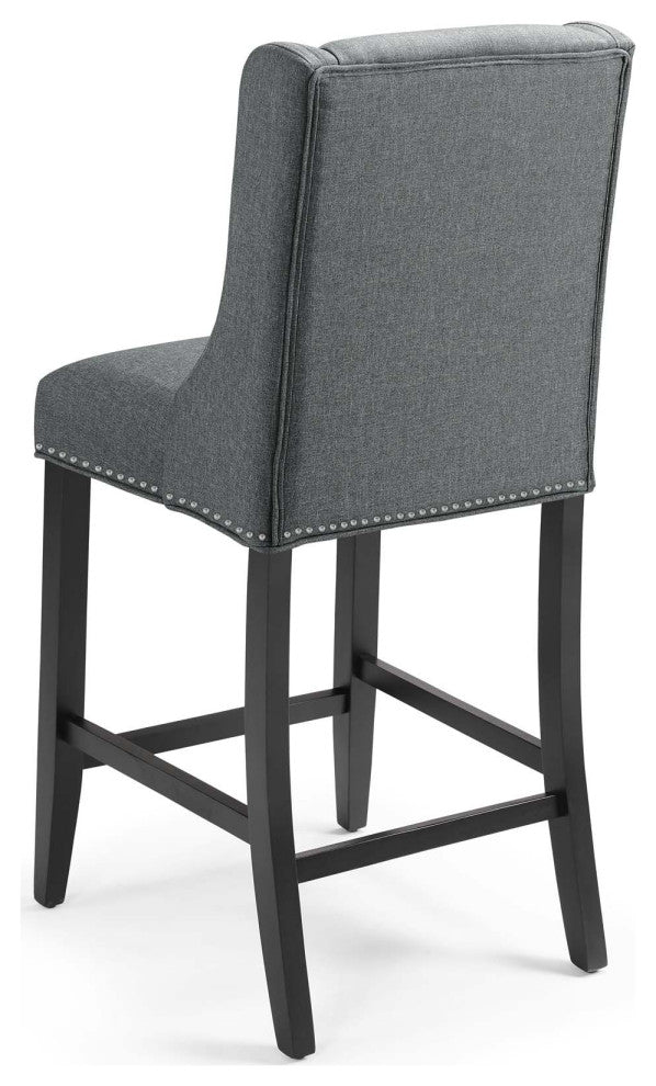 Counter Stool Chair, Fabric, Wood, Gray, Modern, Bar Cafe Bistro Restaurant