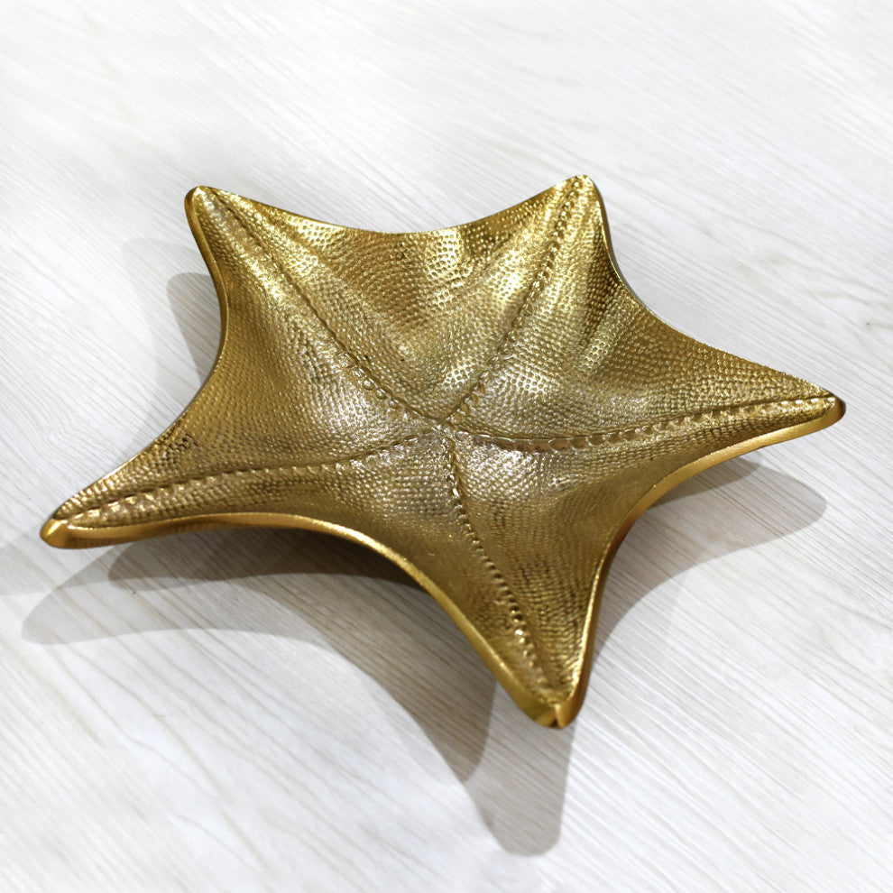 Handmade Decorative Aluminium Tray, Gold Color Coated