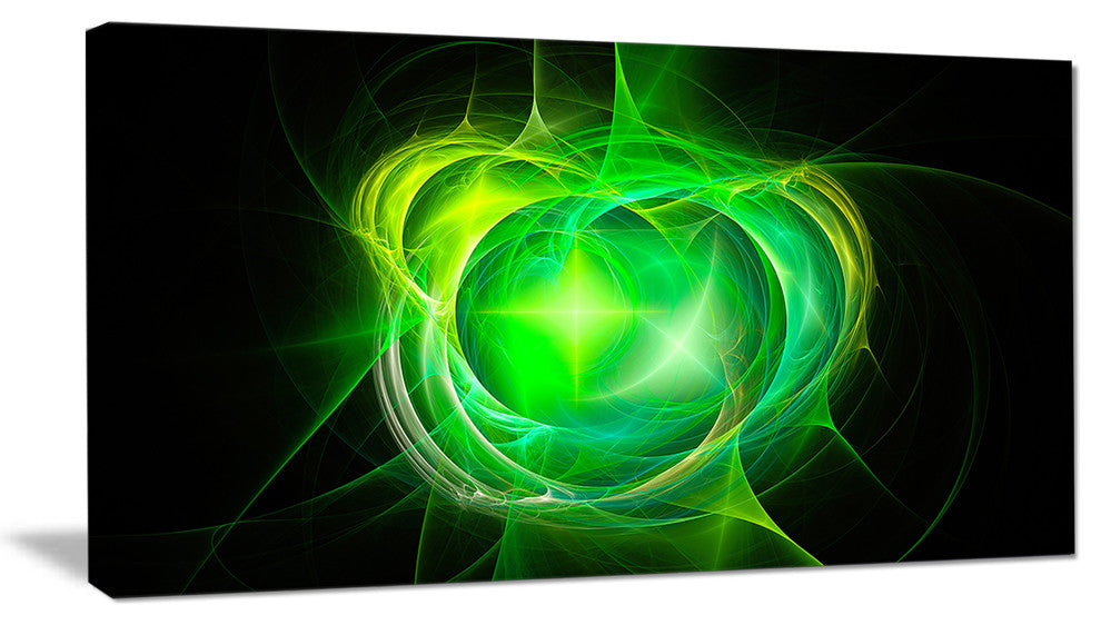Green Fractal Explosion Supernova, Abstract Canvas Art Print, 32x16