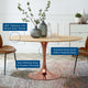 Dining Table, Oval, Wood, Rose Gold Brown Natural, Modern, Bistro Restaurant