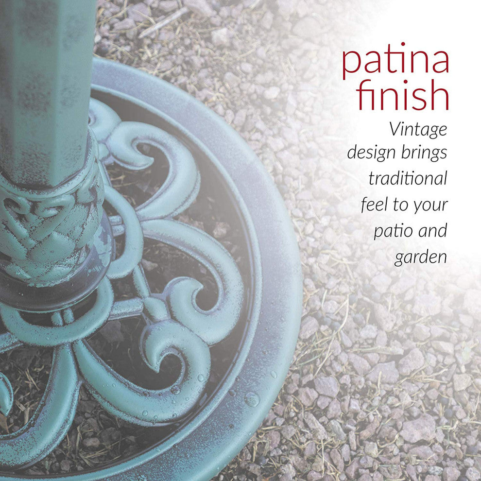 35" Tall Outdoor 3-Tiered Pedestal Water Fountain and Birdbath, Green