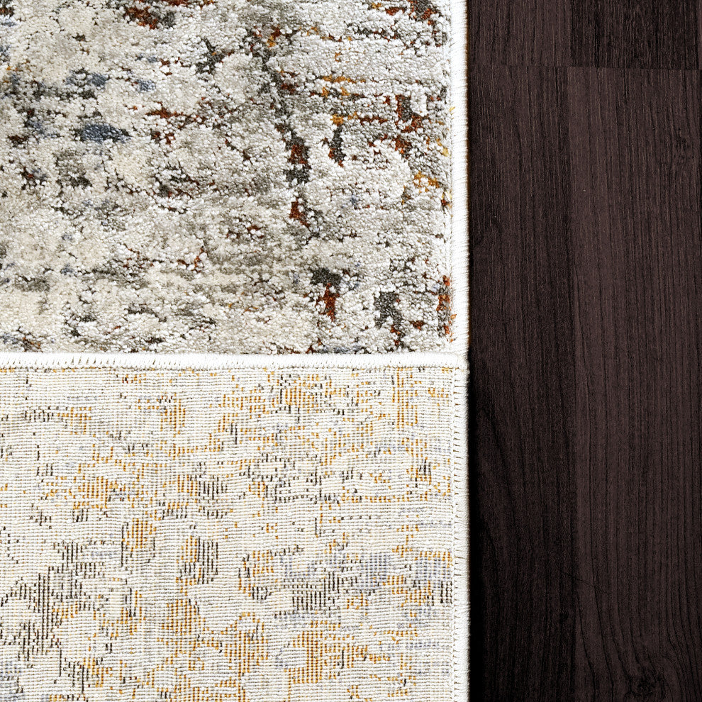 Dynamic Rugs Capella Shrink Poly Area Rug, Gray/Gold, 9'x12'