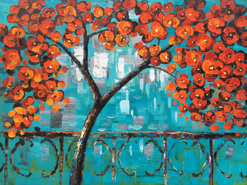 "Autumn in Manhattan" Hand Painted Canvas Art