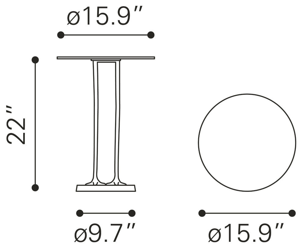 Sofa Side Table, Round, Aluminum, Metal, Gold, Lounge Cafe Lobby Hospitality