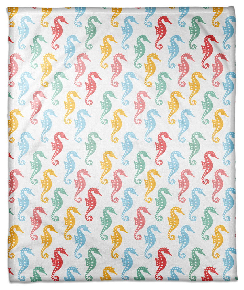 Colorful Seahorses 50x60 Coral Fleece Blanket