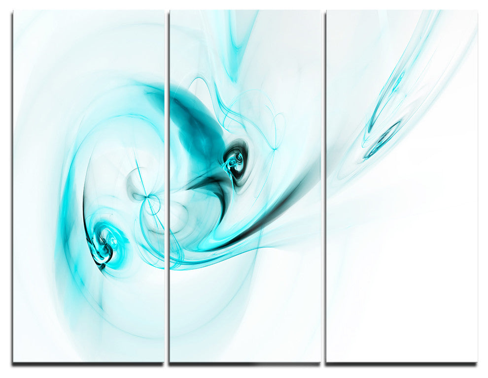 "Colored Smoke Light Blue" Digital Metal Wall Art, 3 Panels, 36"x28"