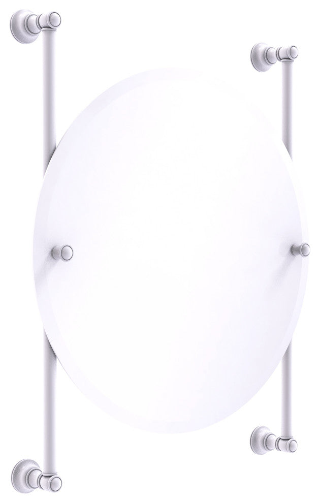 Carolina Round Frameless Rail Mounted Mirror, Matte White