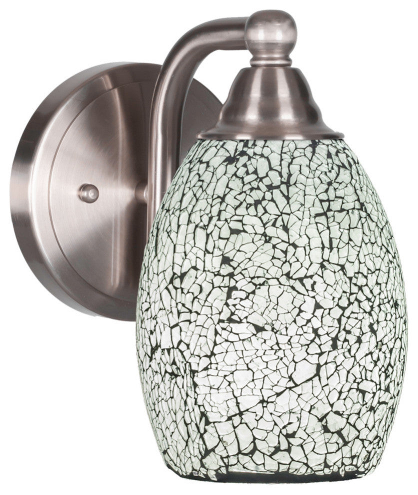 Paramount Wall Sconce, Brushed Nickel, 5" Black Fusion Glass