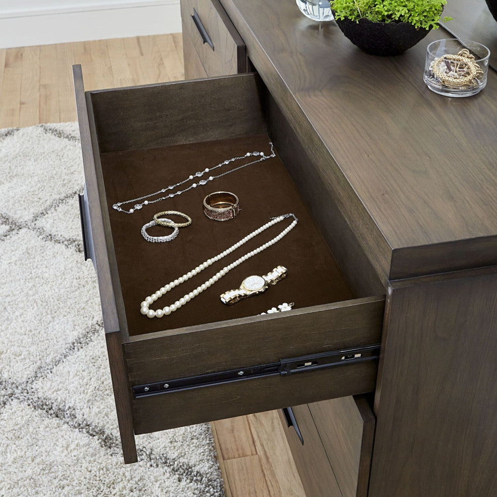 Modus Broderick 2pc Dresser & Mirror in Wild Oats Brown