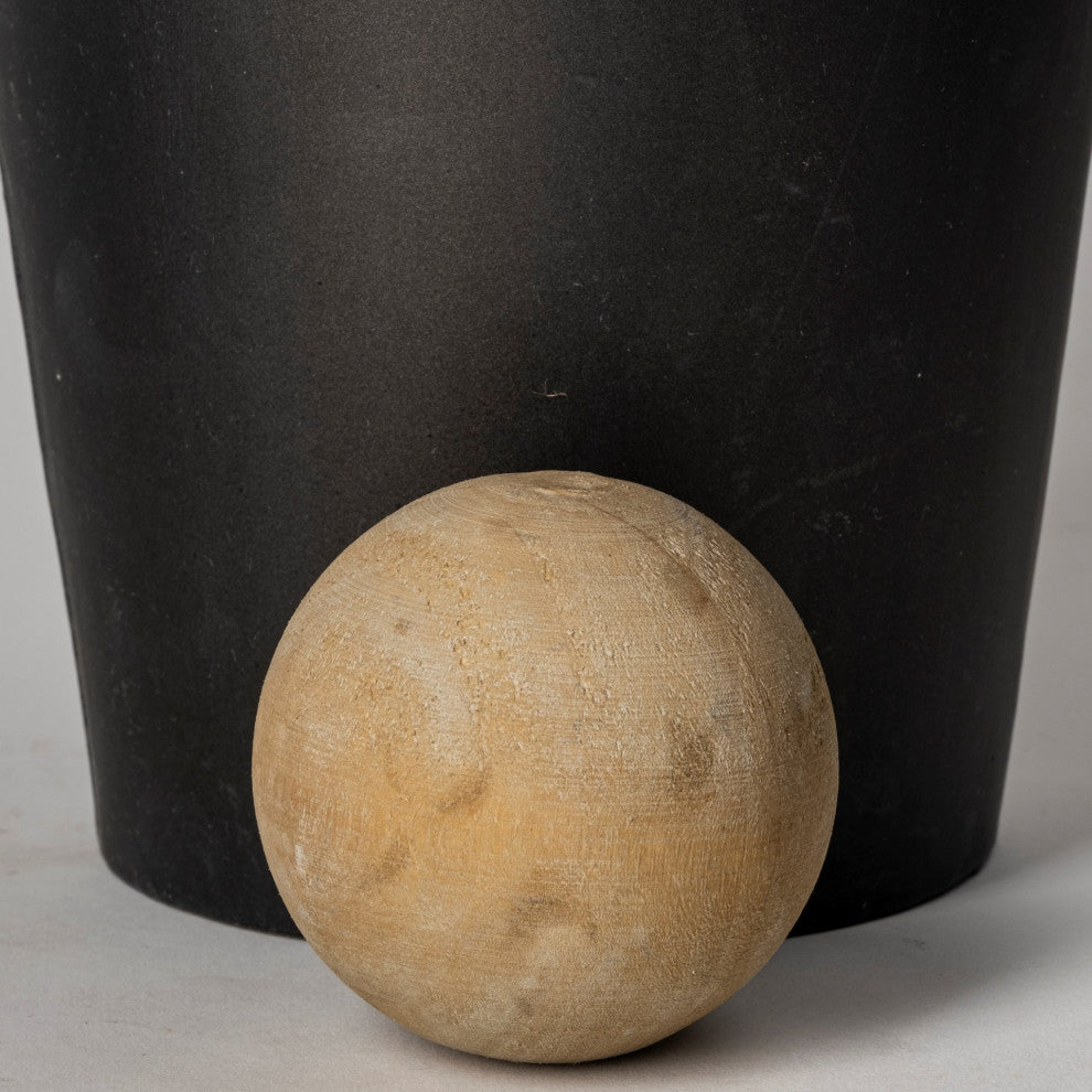 Asher Black Metal With Wood Urns, 2-Piece Set