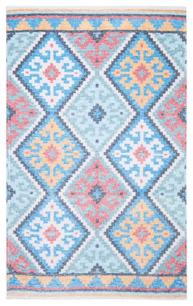 Safavieh Saffron Sfn560M Southwestern Rug, Blue and Aqua, 5'0"x8'0"