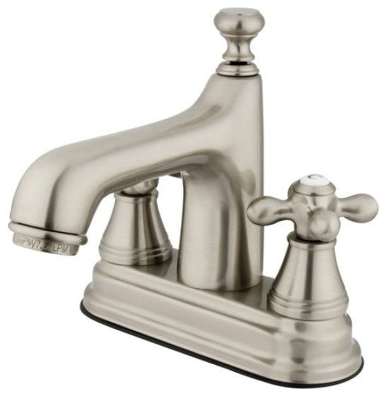 Satin Nickel Two Handle 4" Centerset Lavatory Faucet with Brass Pop-up KS9618AX