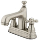 Satin Nickel Two Handle 4" Centerset Lavatory Faucet with Brass Pop-up KS9618AX