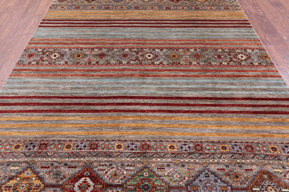6' 10" X 10' 1" Hand Knotted Super Kazak Khorjin Rug - Q12303