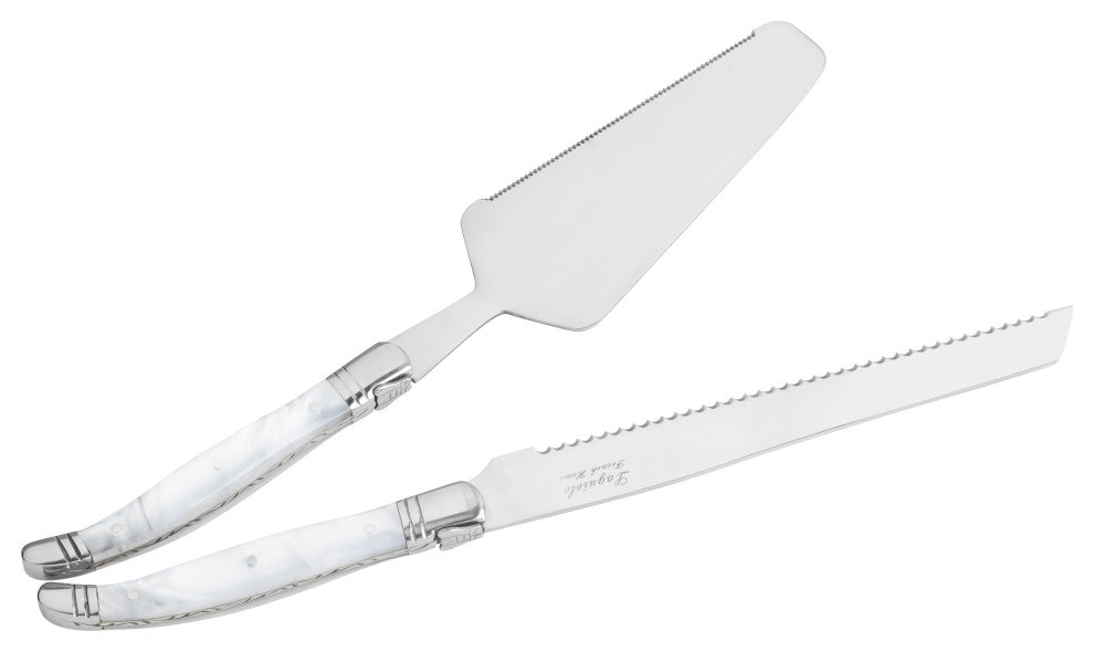 French Home Connoisseur Laguiole 2-Piece Pearl White Cake and Pie Server Set