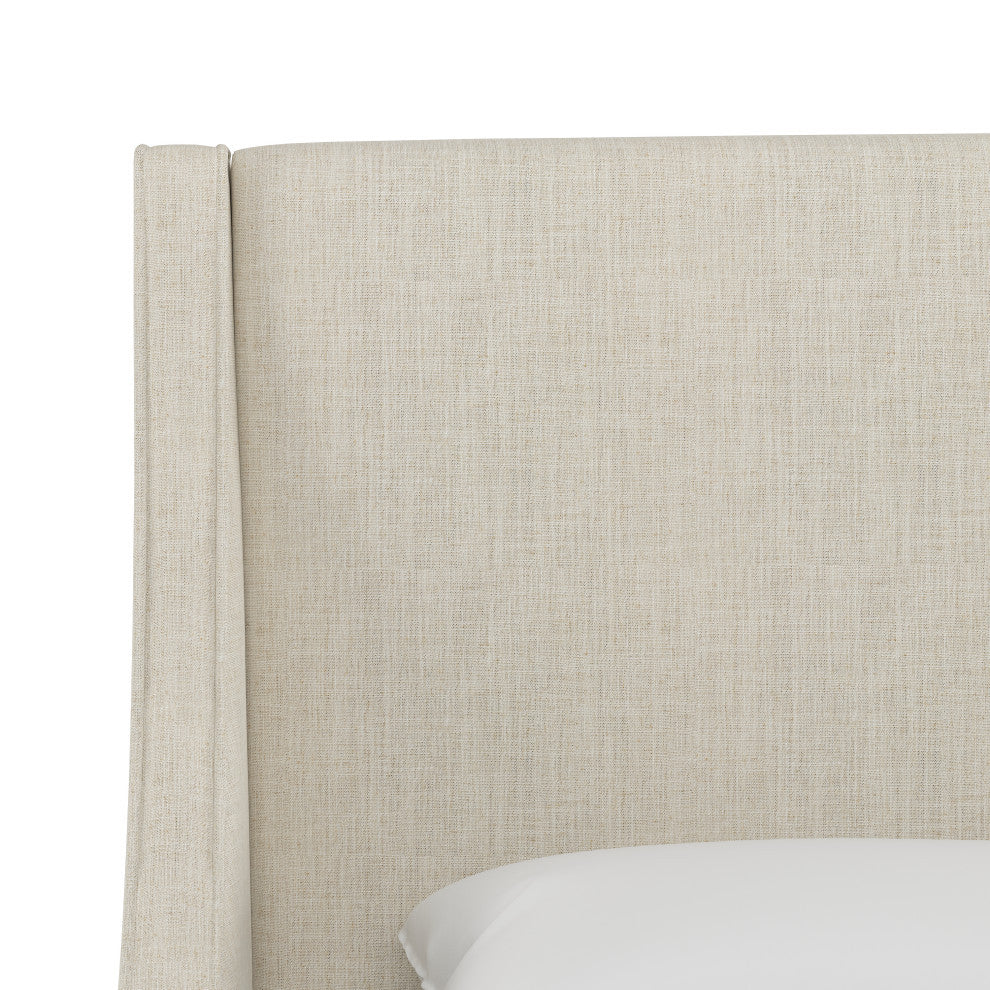 Wingback Headboard, Linen Talc, Queen