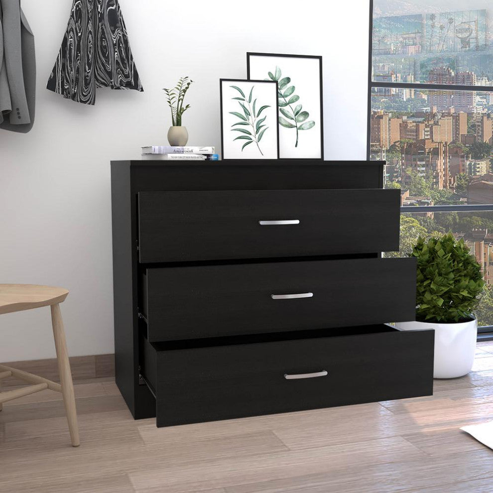 DEPOT E-SHOP Zurich Three Drawers Dresser, Metal Hardware