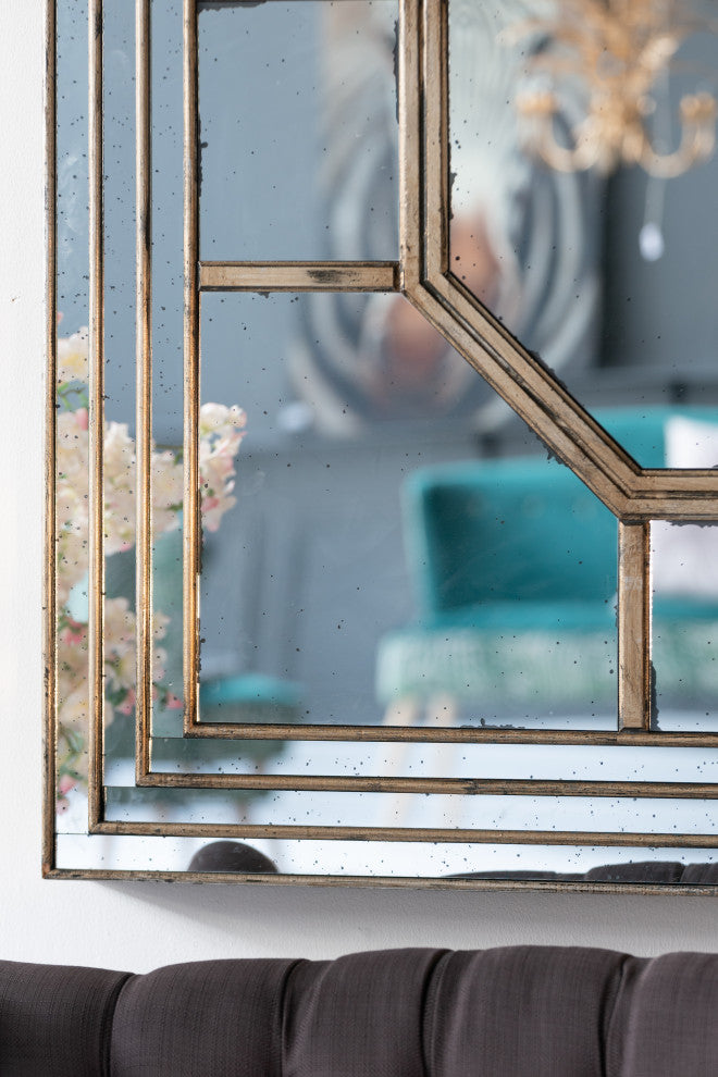 Gewnee Antique Style Decorative Square Wall Mirror