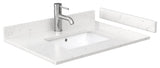 Sheffield 30" White Single Vanity, Carrara Cultured Marble Top, No Mirror