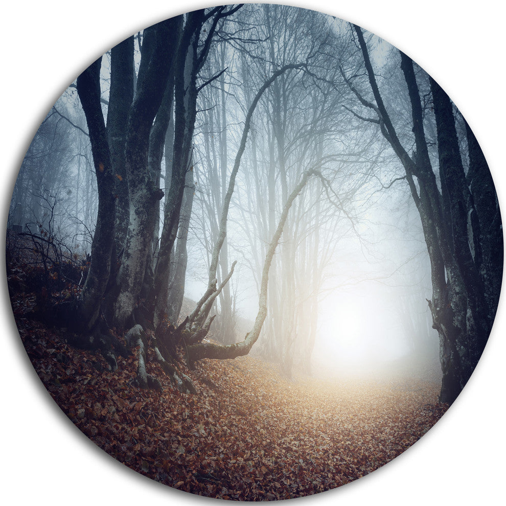 Magical Trees In Mysterious Forest, Modern Forest Round Wall Art, 23"