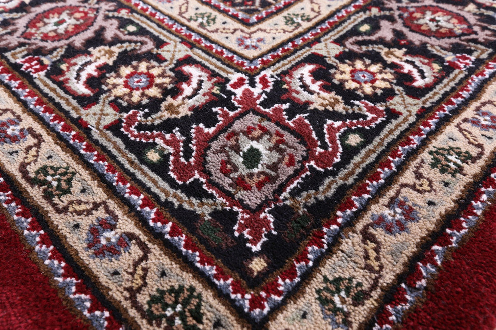 5' 1" X 7' 1" Persian Tabriz Hand Knotted Wool and Silk Rug Q8929